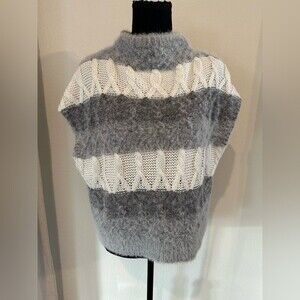 Melrose & Market Mock Turtle Neck Sweater Mixed Media Sleeves Size M